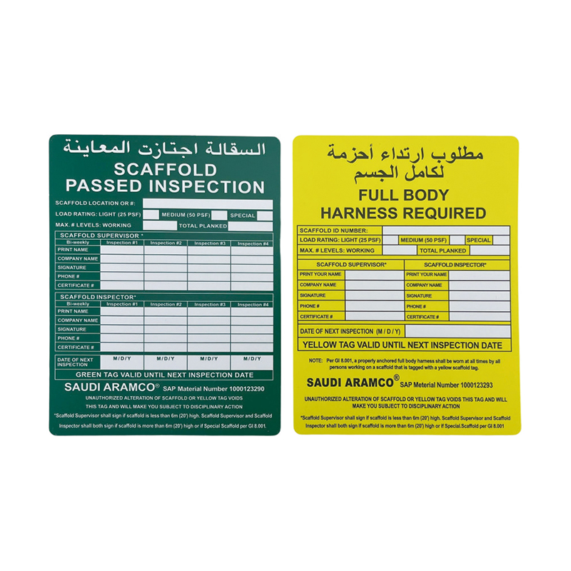 OP023 Bezpečné štítky na lešení Matný povrch Venkovní Odolný OP023 Bezpečné štítky na lešení Matný povrch Venkovní Odolný